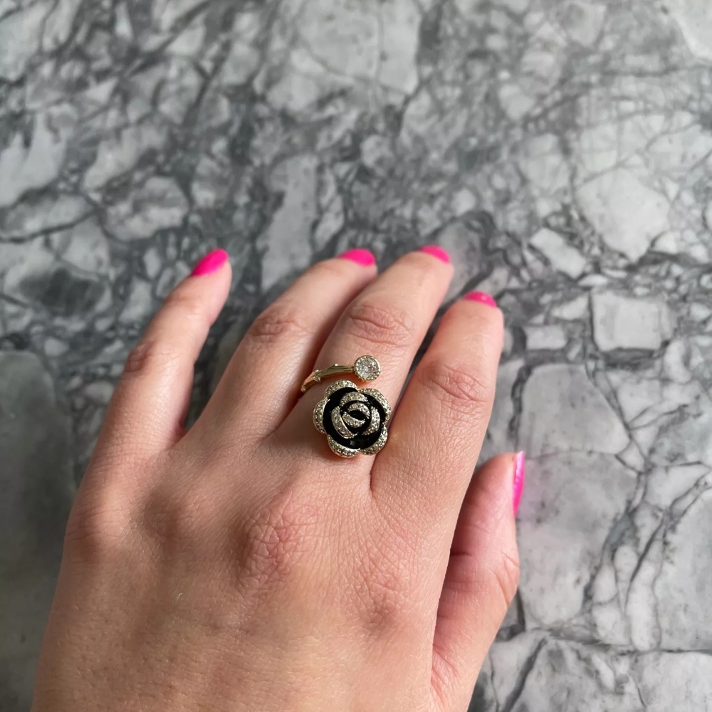 !NEW Gold Onyx Ring | Micropave Open Size Band Ring - Picture 15 of 16